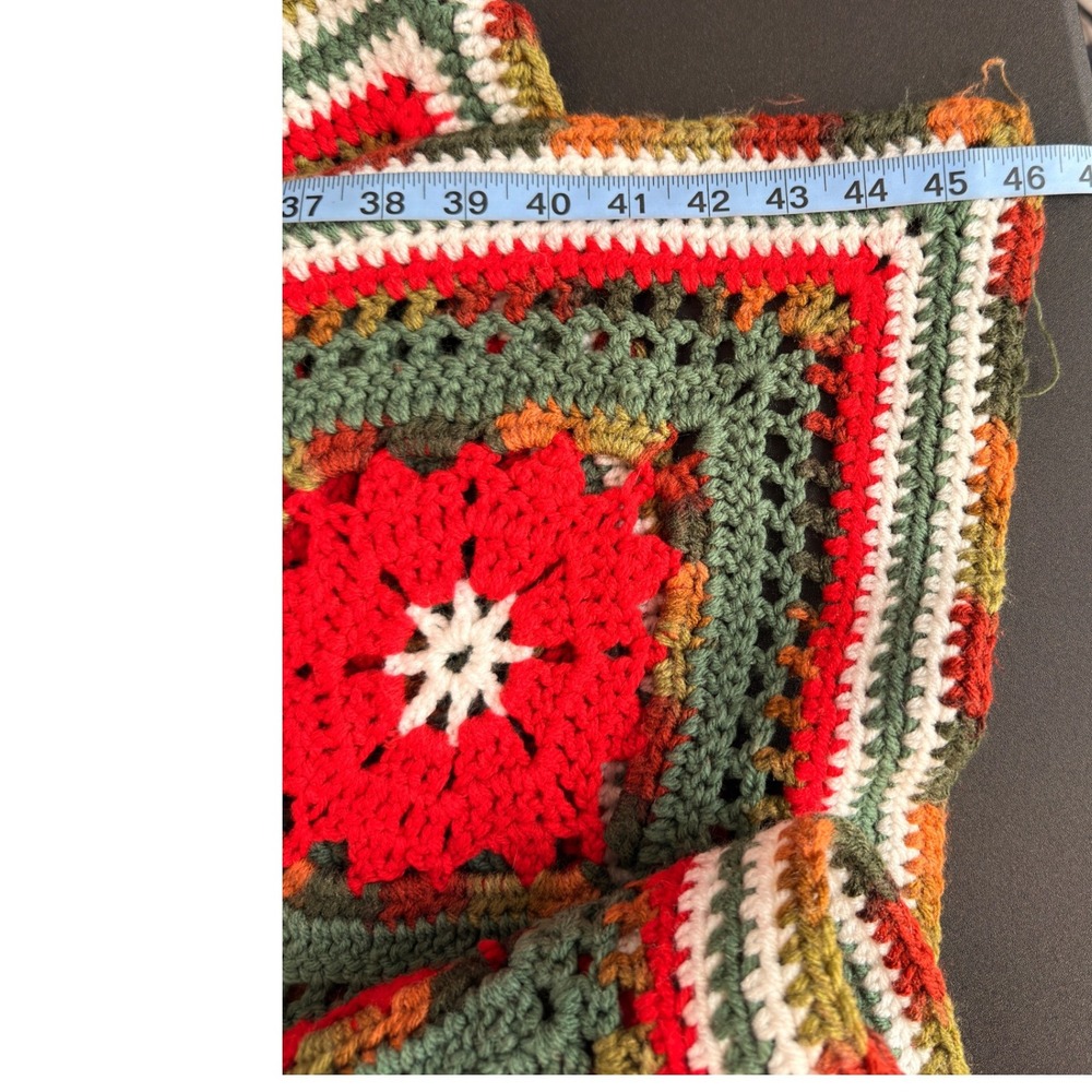 Handmade Knit Crochet Granny Square Throw Blanket Home Lounge Moody Rustic - Picture 5 of 5